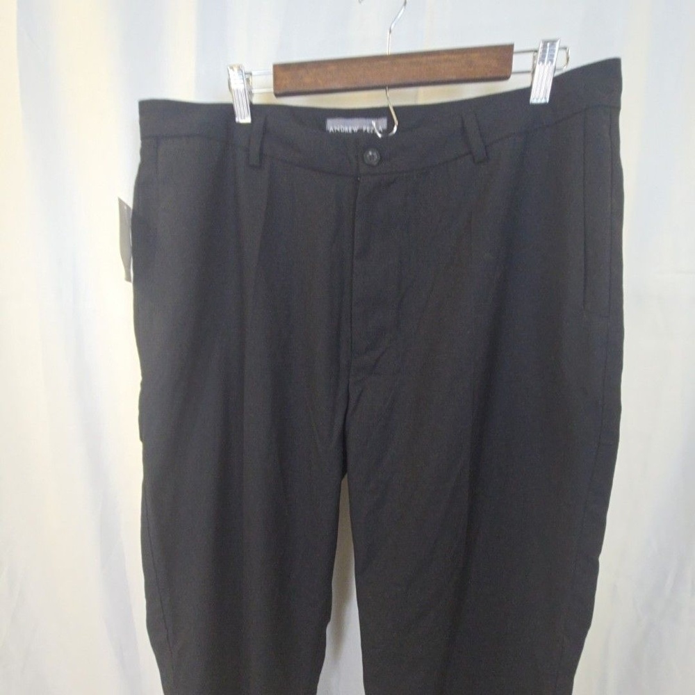 Andrew Fezza Dress Pants Mens 36x34 Black Ink Pleated Classic Fit Rayon Blend - Picture 2 of 16